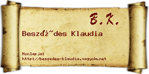 Beszédes Klaudia névjegykártya
